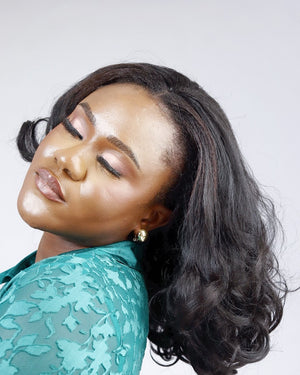 16" Premium Fiber Half Wig - Jemima (Yaki Texture) - Colour 1B