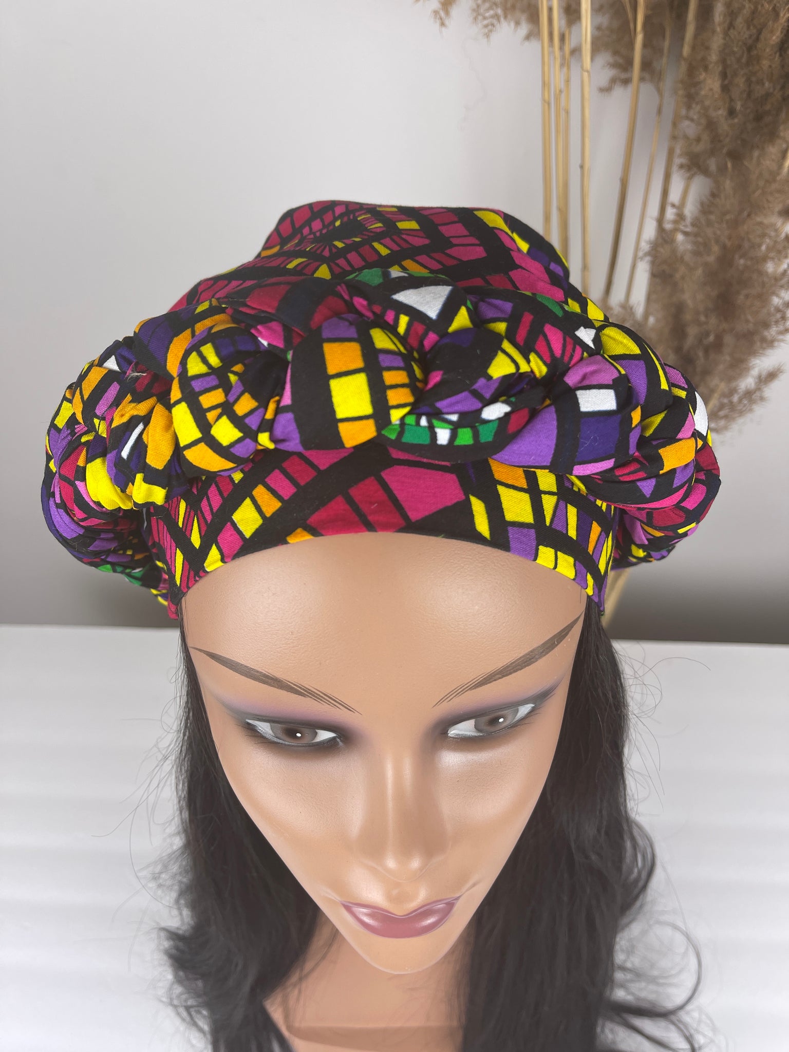 Pre-Braided African Print Turban
