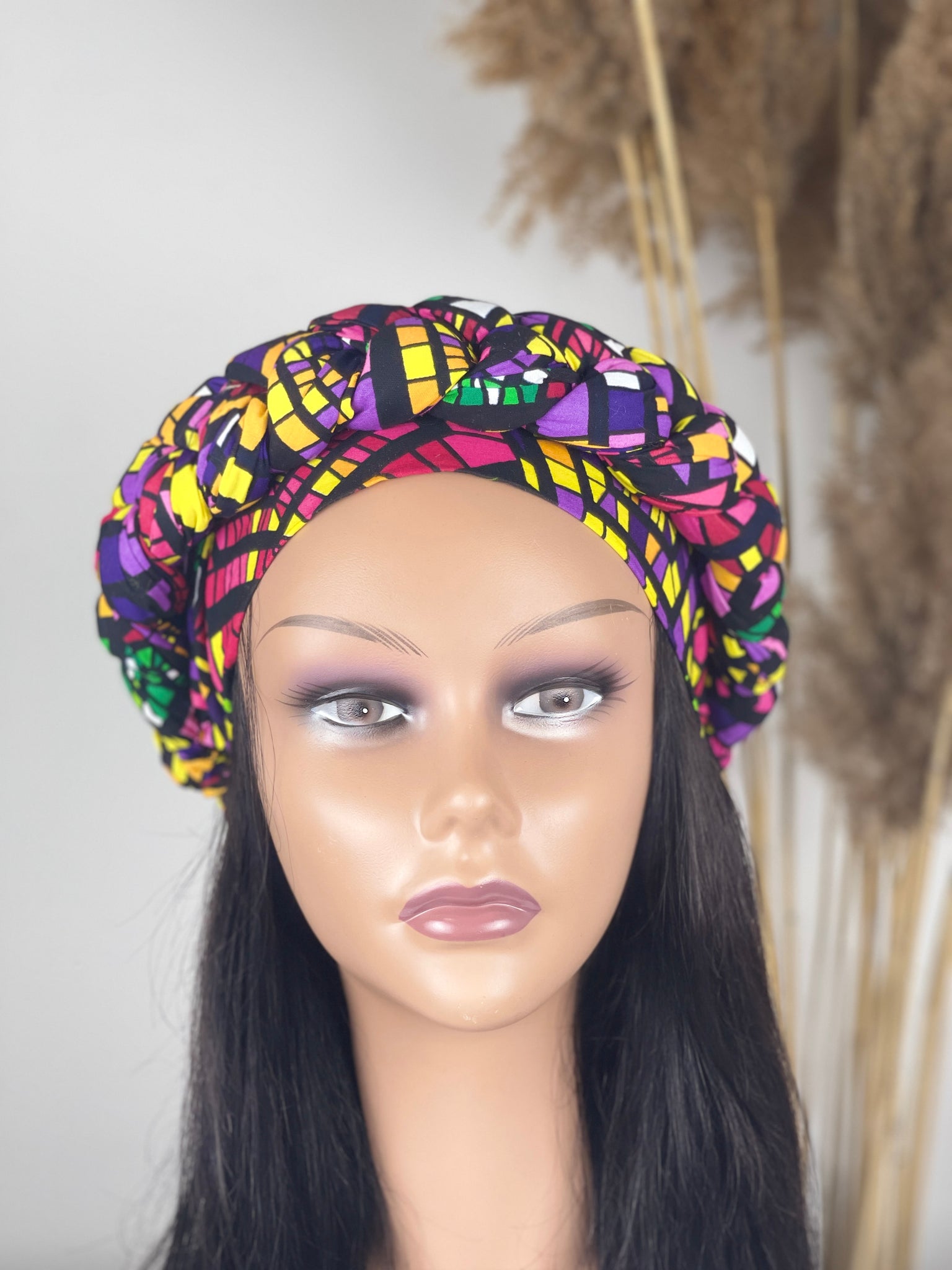 Pre-Braided African Print Turban